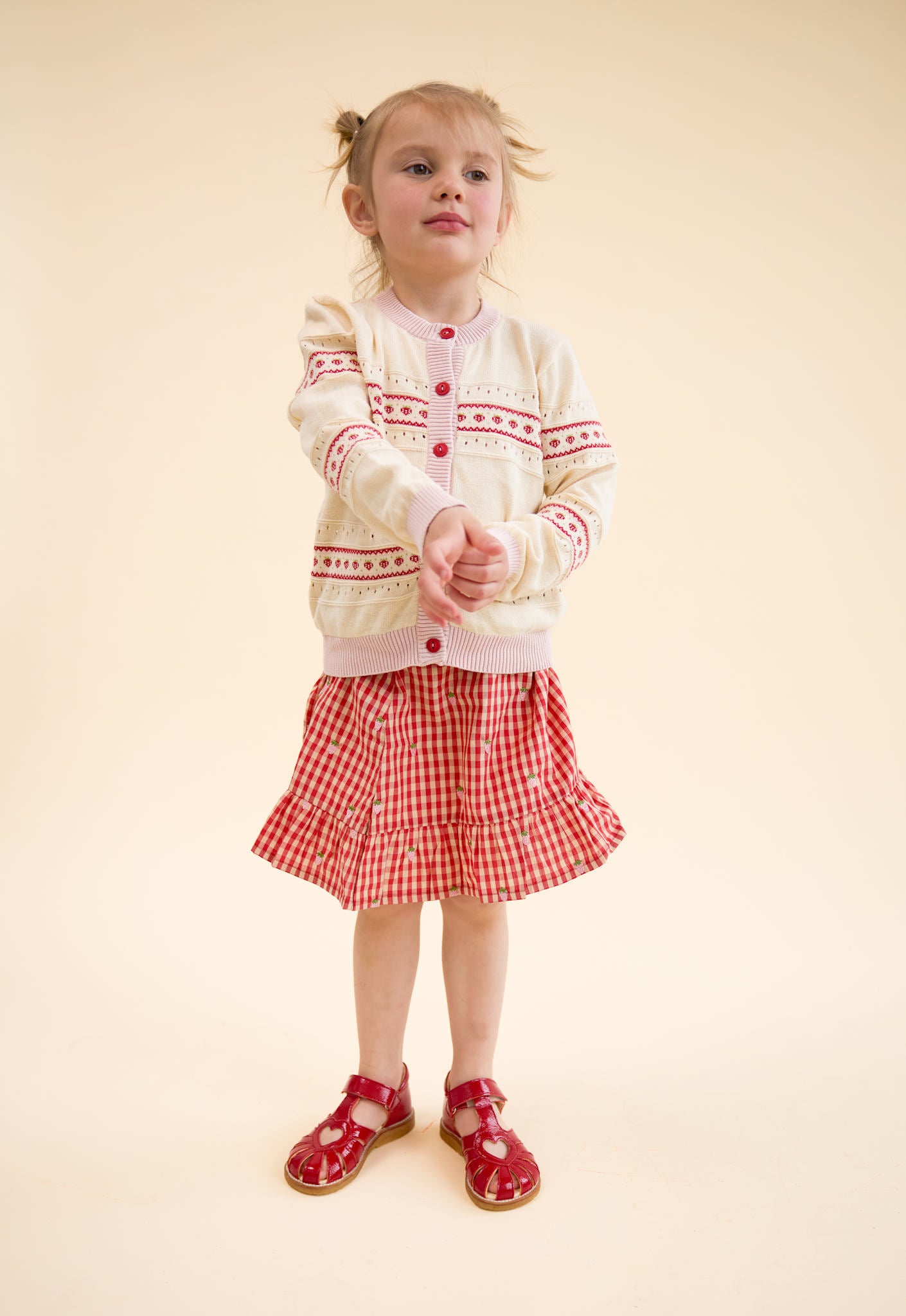 Lelou Cardigan - Soft White/Berry Stripe
