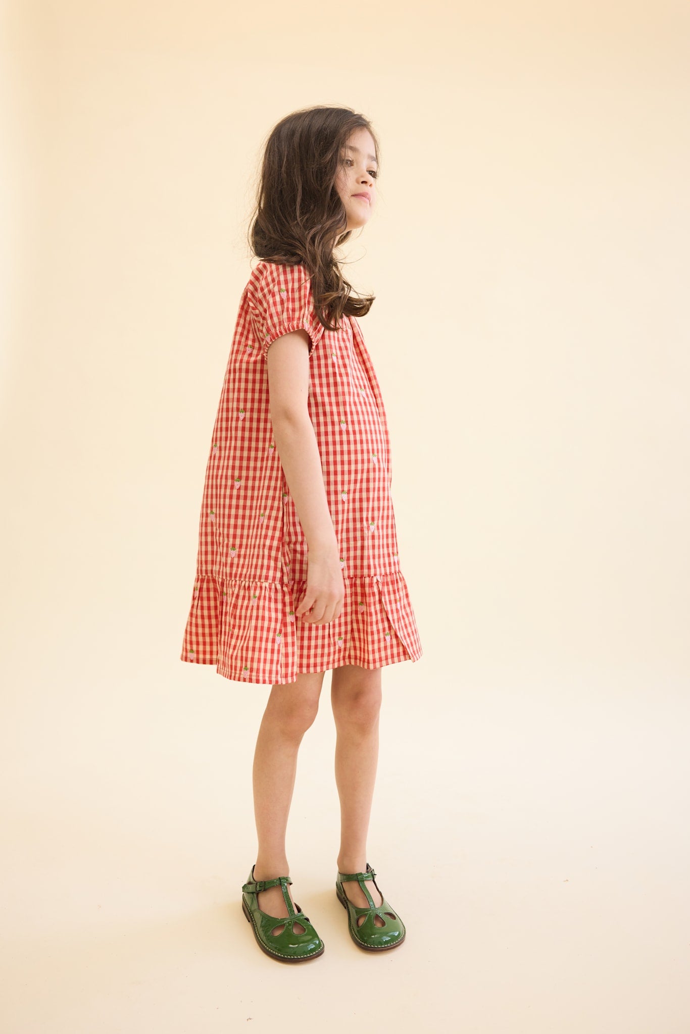 Molly Pineberry Dress - Red-pink Berry Gingham