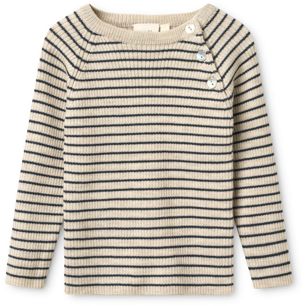 Flöss Aps Flye Sweater Wool Sweater Oat mel / Navy