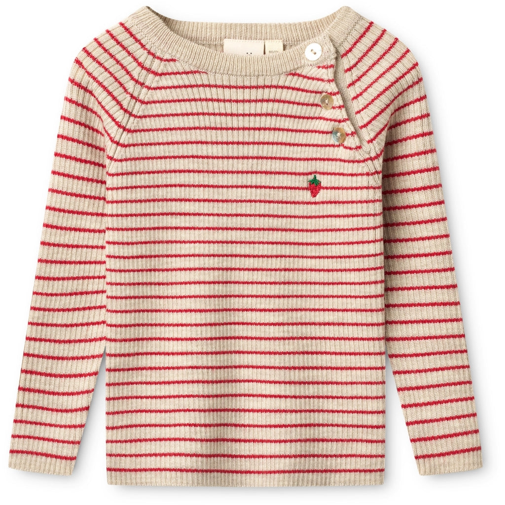 Flöss Aps Flye Sweater Wool Sweater Oat mel / Poppy Red
