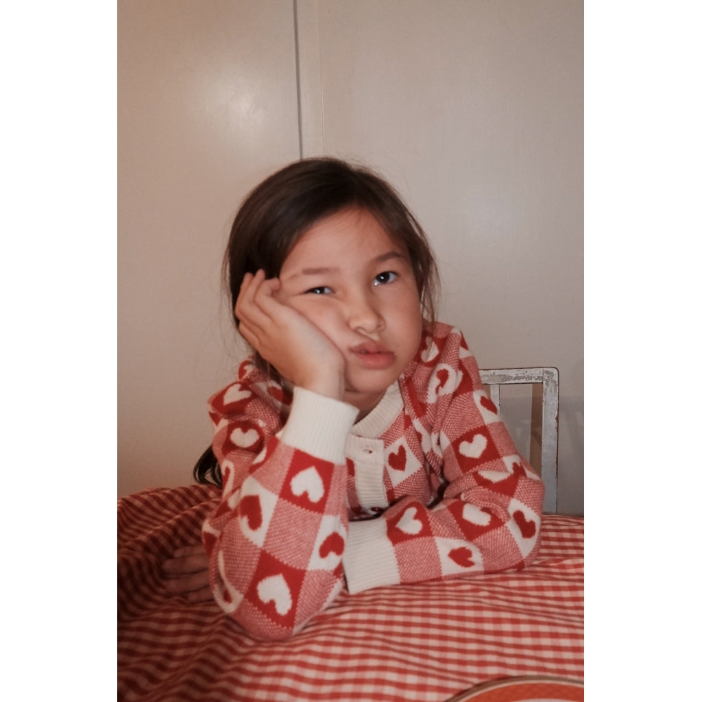 Flöss Aps Heart Cardigan Cardigan Poppy Red/Soft White