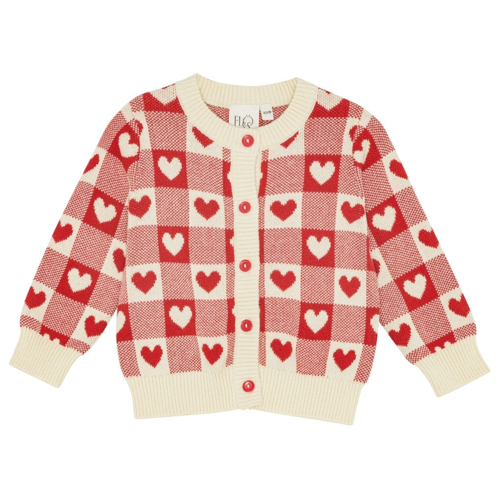 Flöss Aps Heart Cardigan Cardigan Poppy Red/Soft White