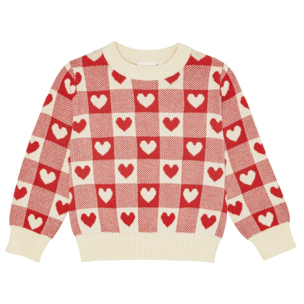 Flöss Aps Heart Sweater Sweater Poppy Red/Soft White