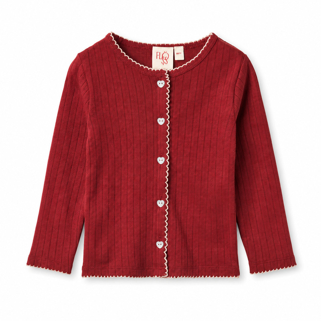 Liva Pointelle Cardigan - Dark Cranberry