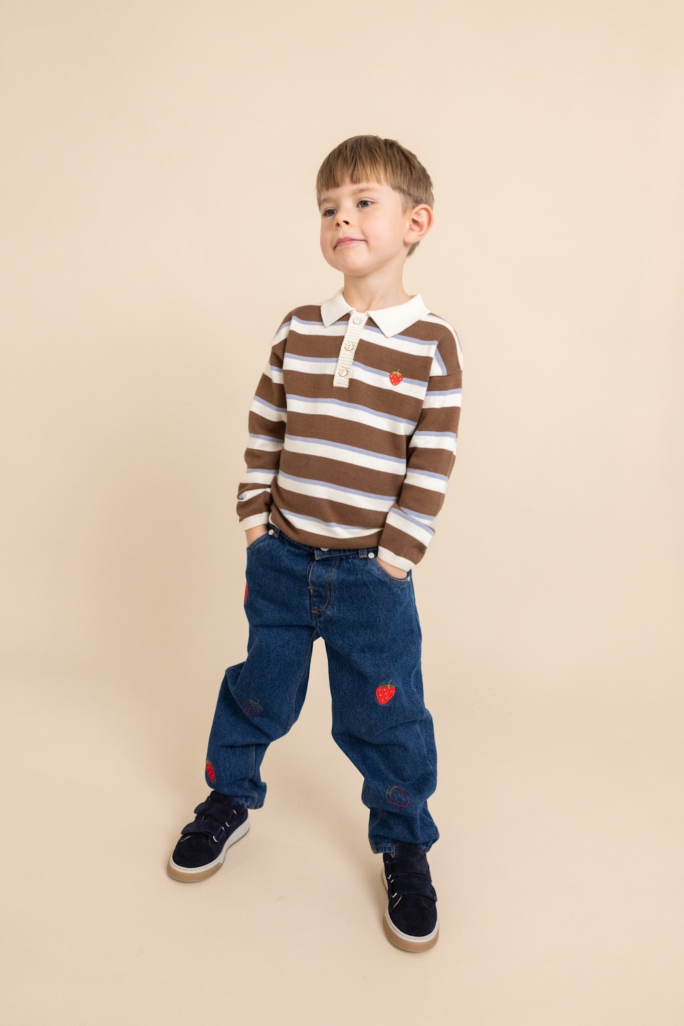 Elias Polo Sweater - Coffee/Air Stripe