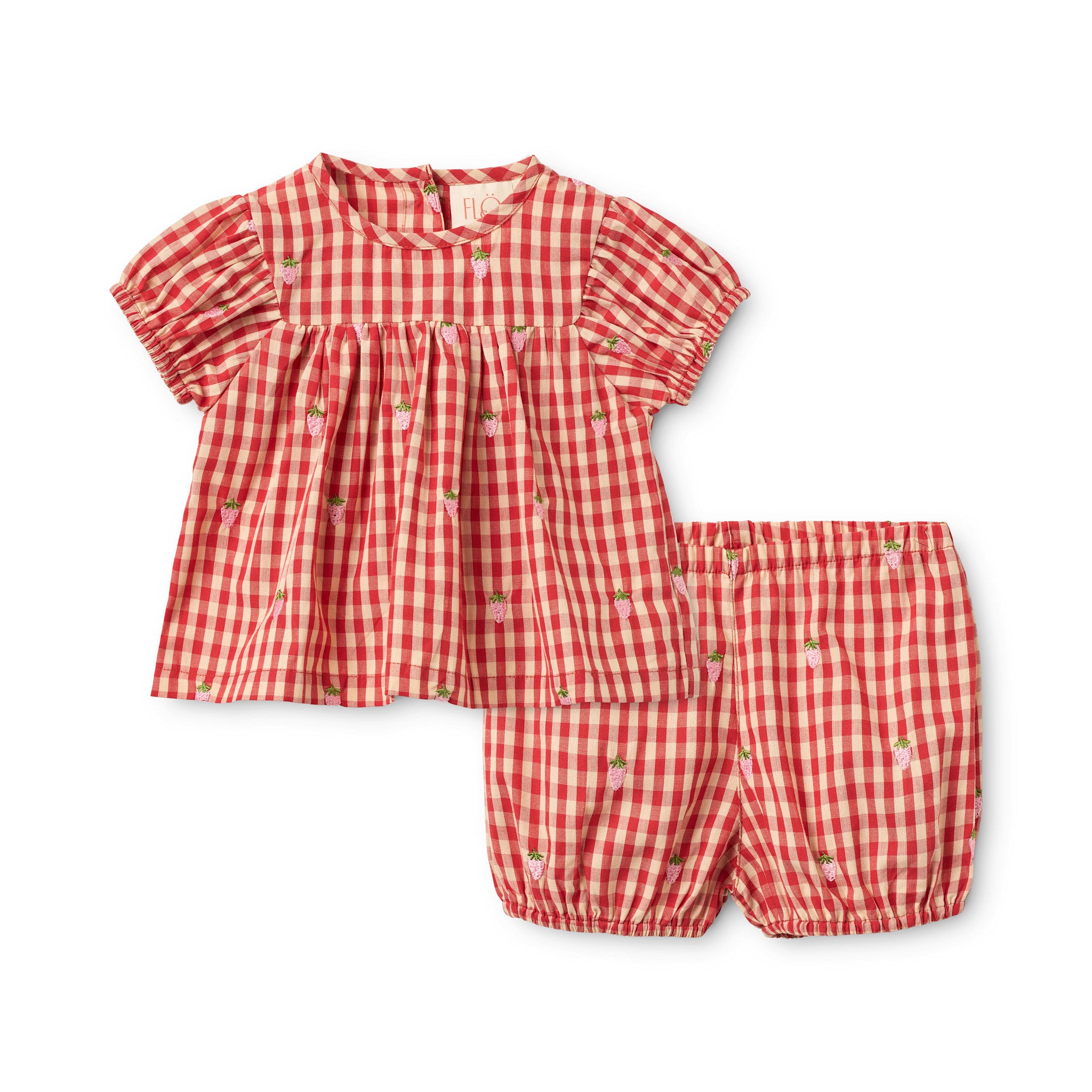 Molly Pineberry Baby SS Set - Red-pink Berry Gingham
