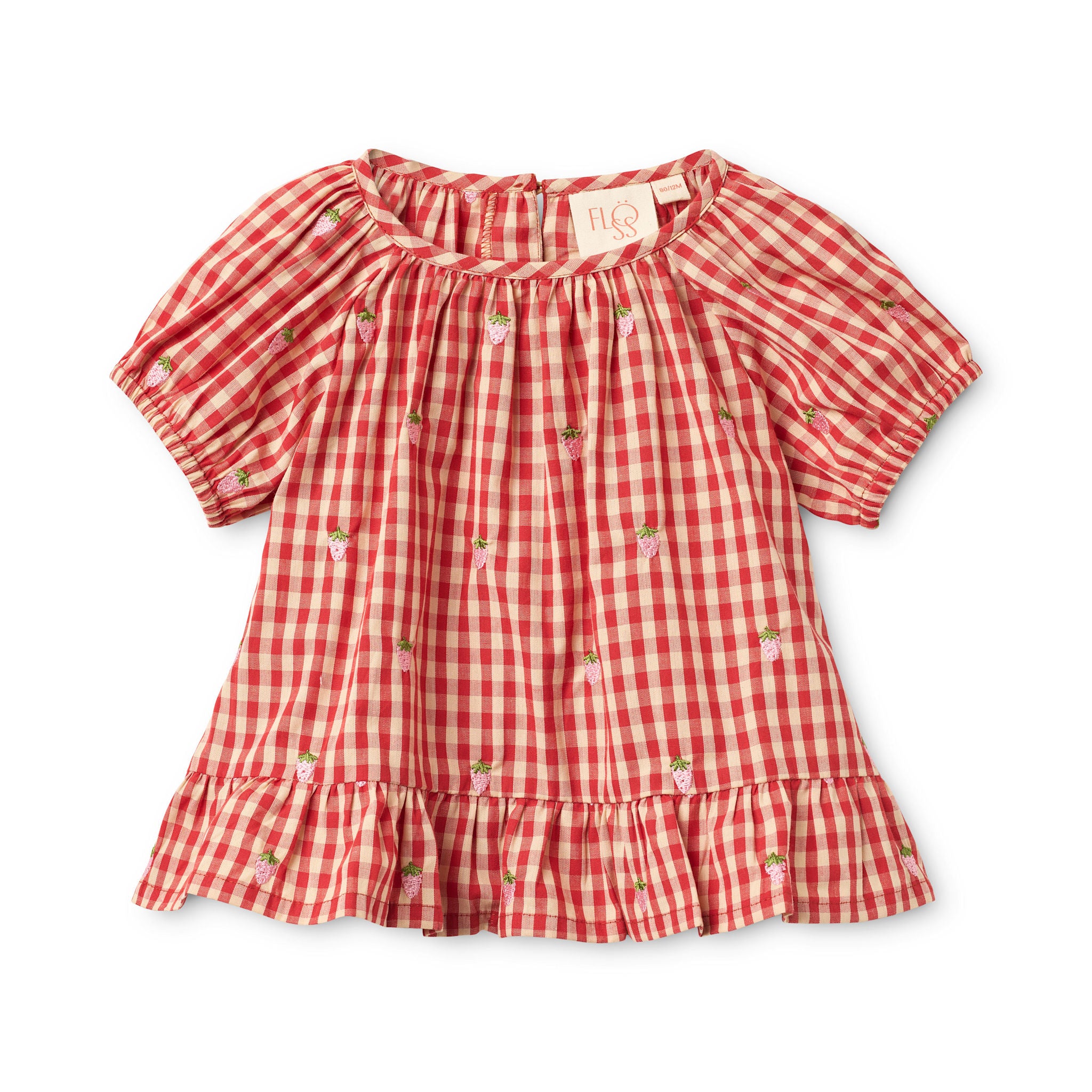 Molly Pineberry Blouse - Red-pink Berry Gingham