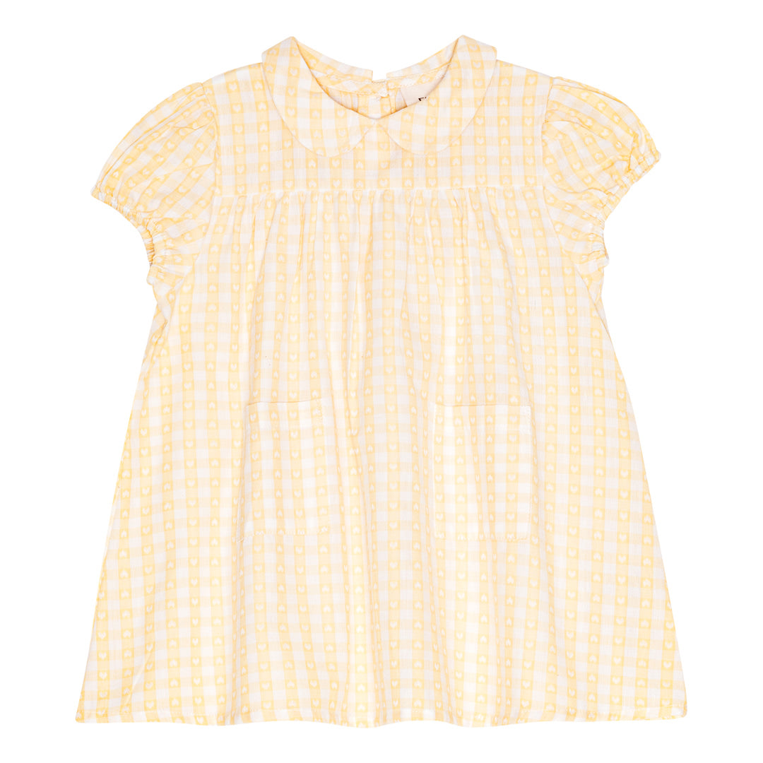 Olivia SS Dress - Soft Yellow Heart Gingham