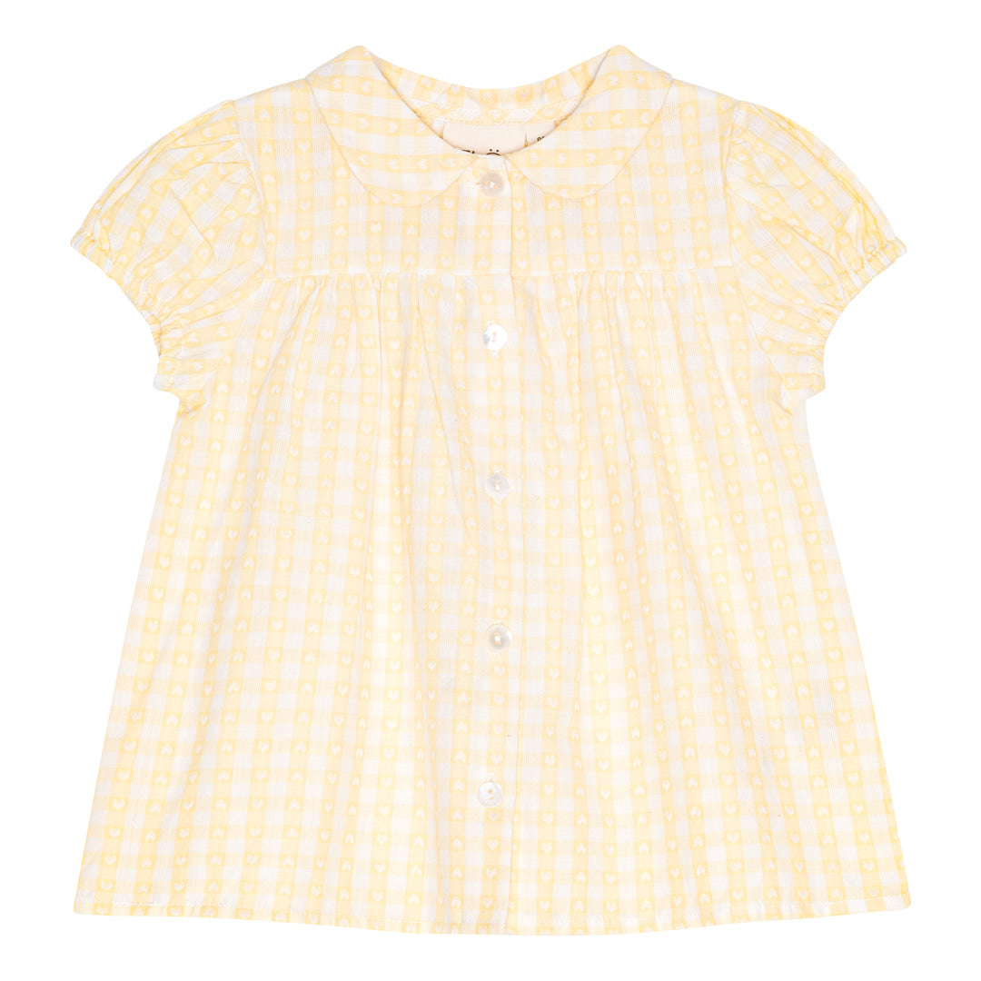 Olivia SS Shirt - Soft Yellow Heart Gingham