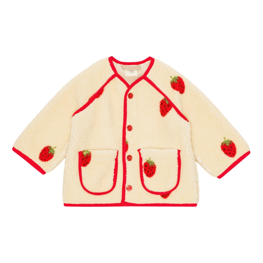 Strawberry Fleece Jacket - Soft White Berry