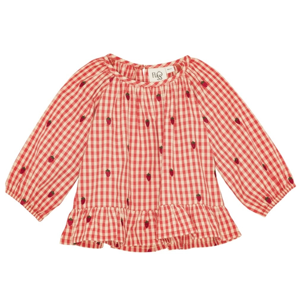 Flöss Aps Molly LS o-n Blouse Blouse Berry Gingham