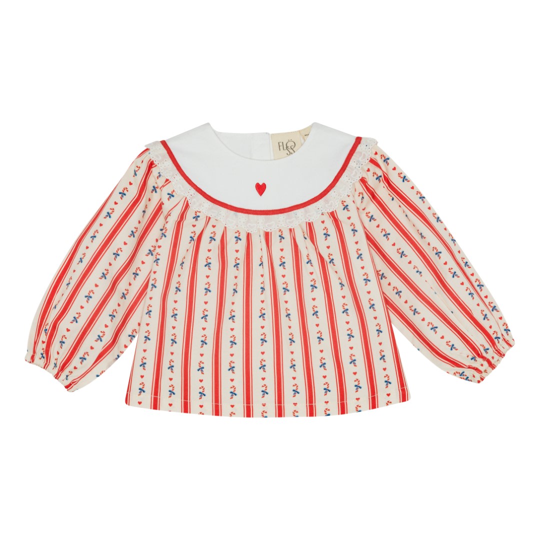 Noelle Blouse - Holiday Stripe