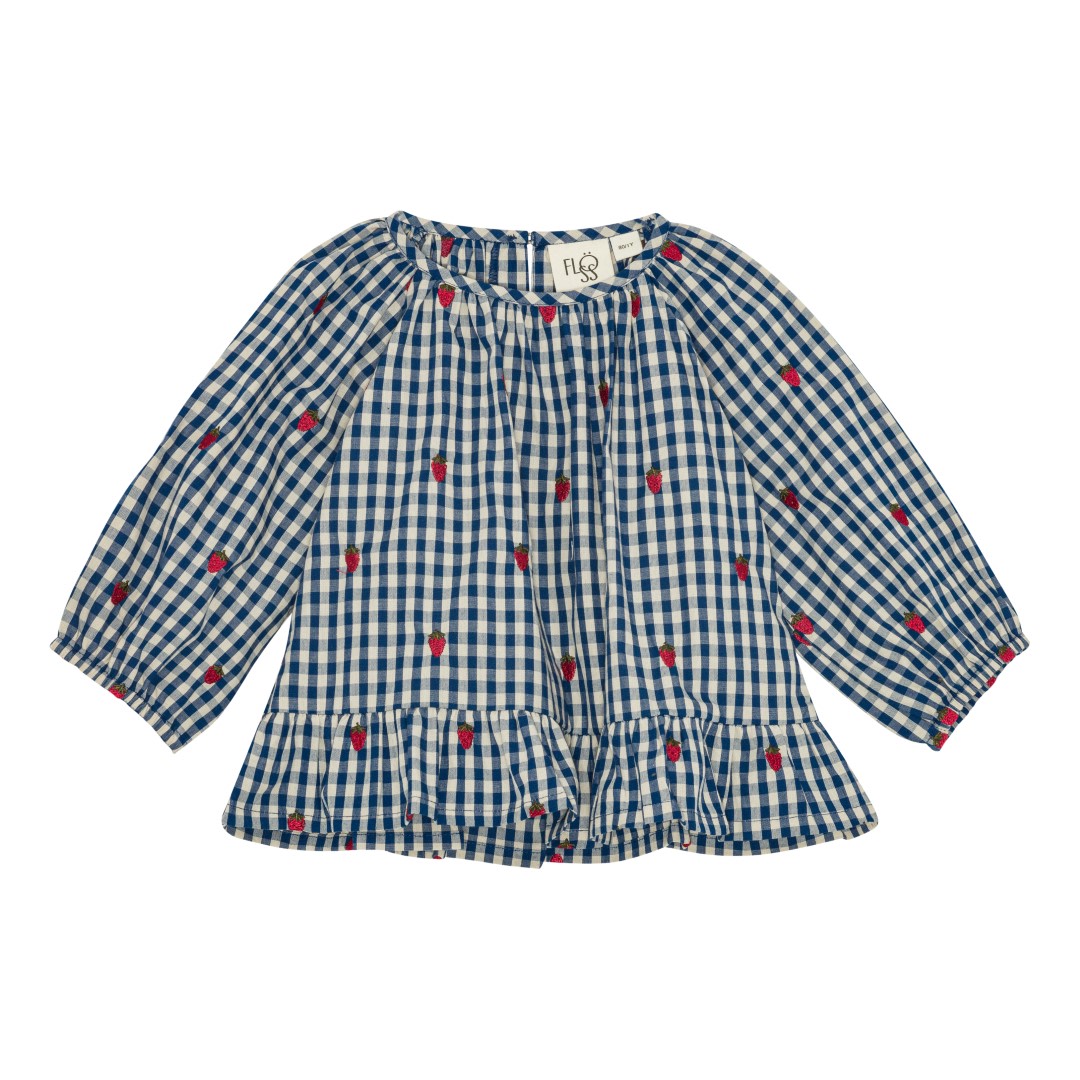 Nolly LS o-n Blouse - Berry blue check