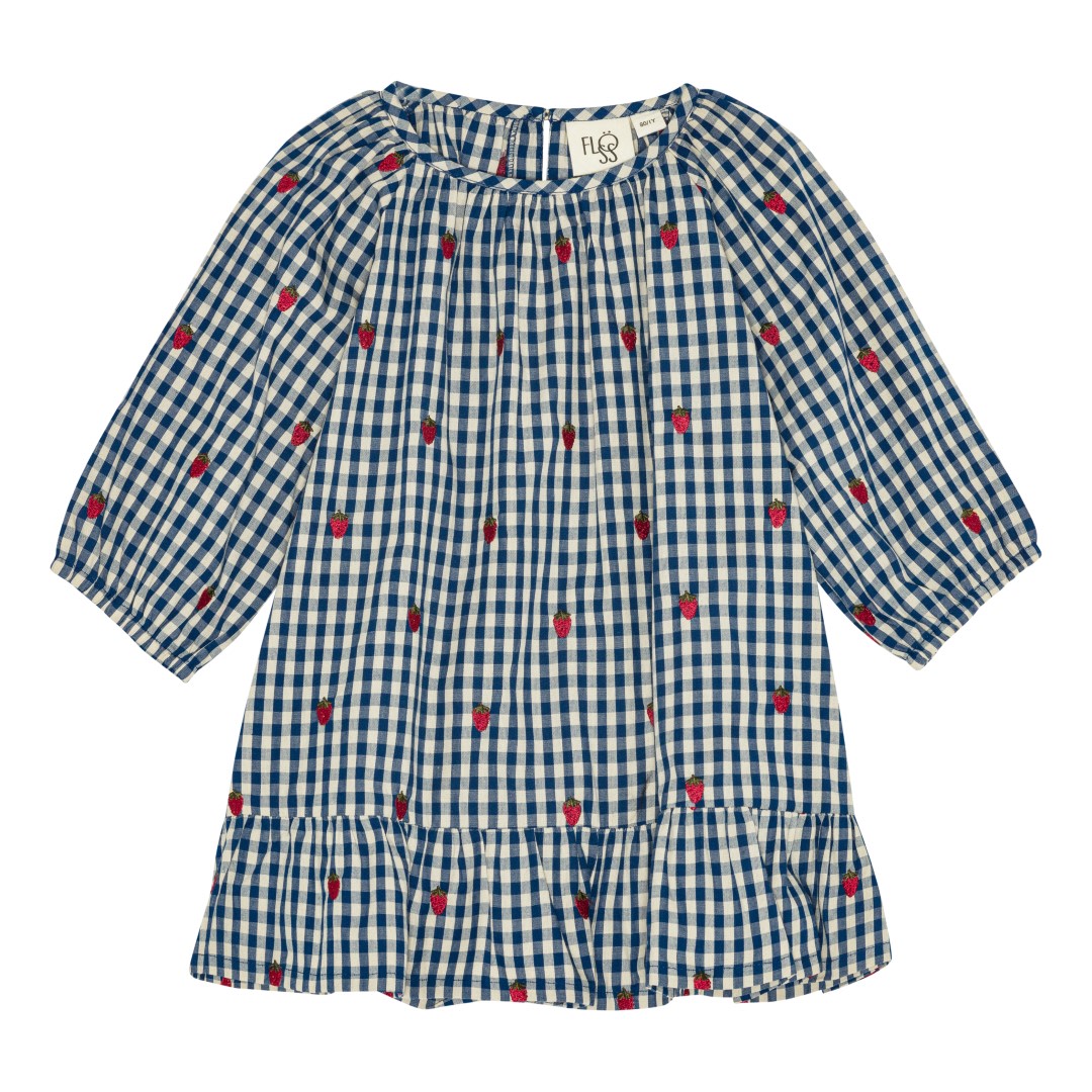 Nolly LS o-n Dress - Berry blue check