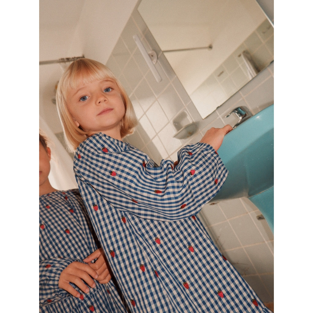 Flöss Aps Nolly LS o-n Dress Dress Berry blue check