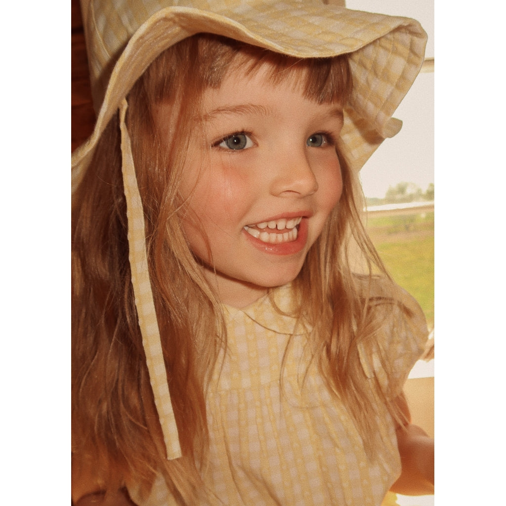 Flöss Aps Olivia SS Shirt Shirt Soft Yellow Heart Gingham
