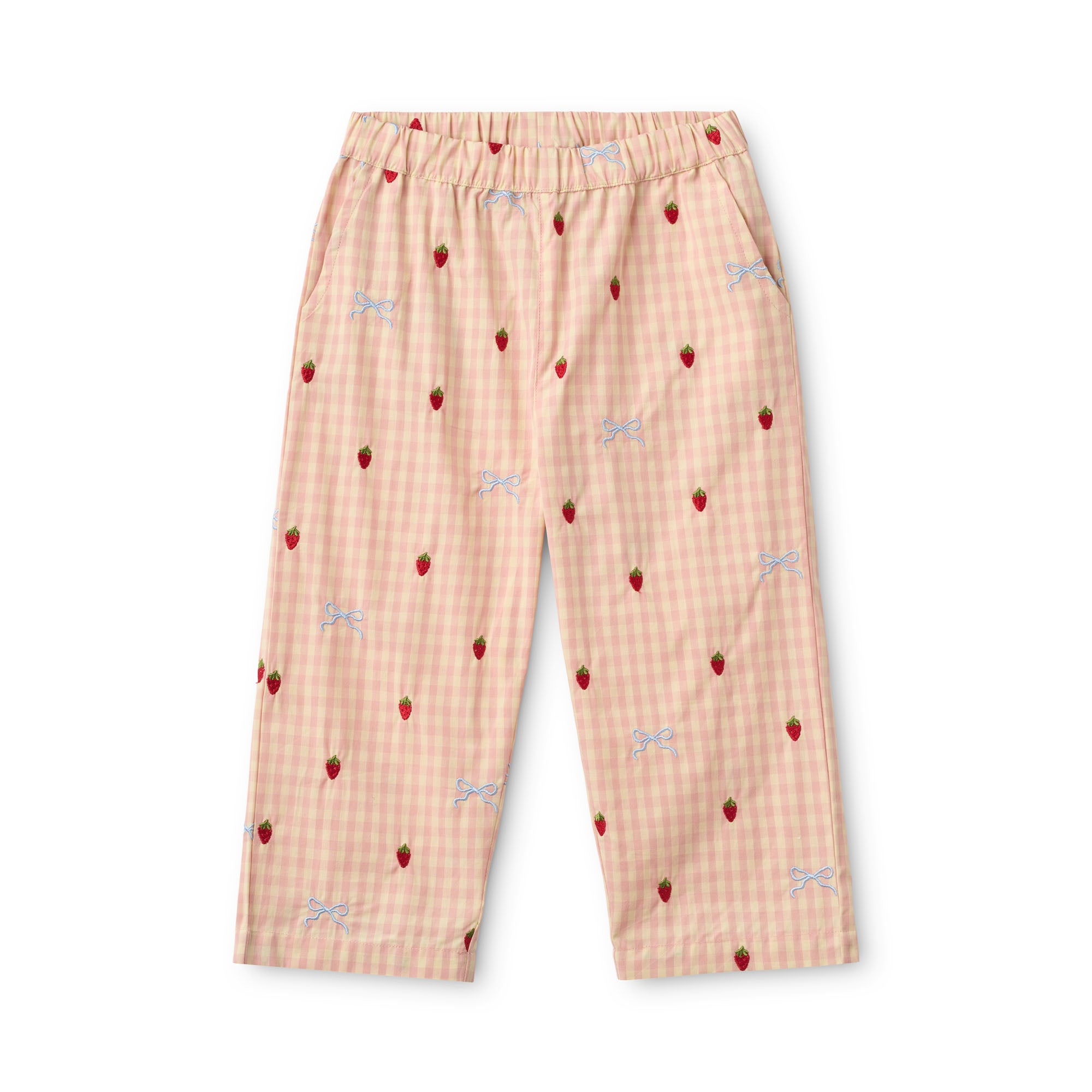 Dolly Bow Wide Pants - Berry/bow Gingham