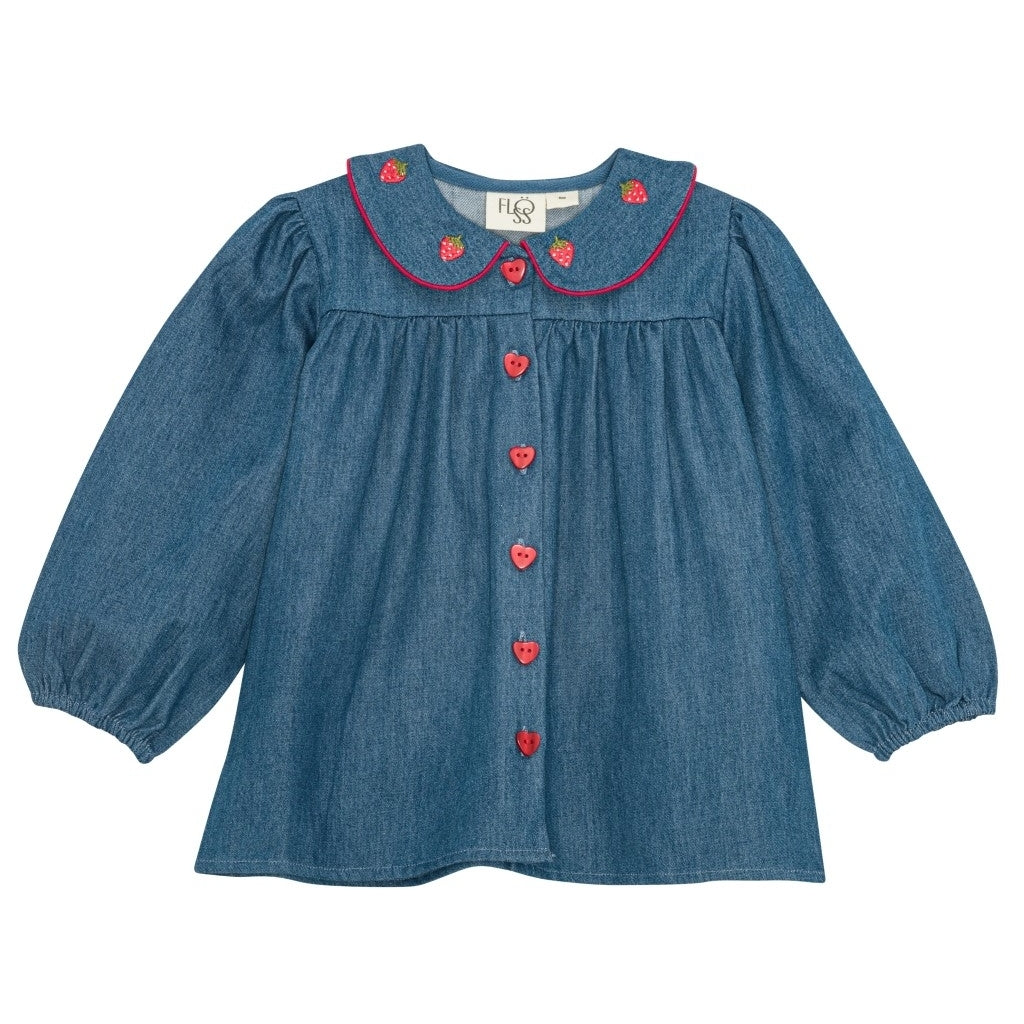 Flöss Aps Vilma Blouse Blouse Mid Blue Strawberry