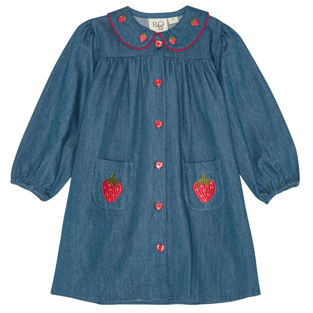 Flöss Aps Vilma Dress Dress Mid Blue Strawberry
