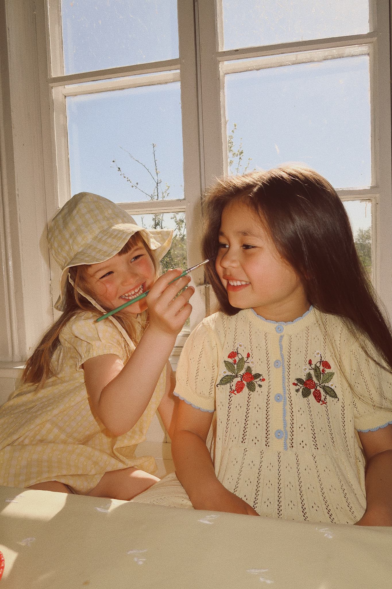 Olivia Sunhat - Soft Yellow Heart Gingham
