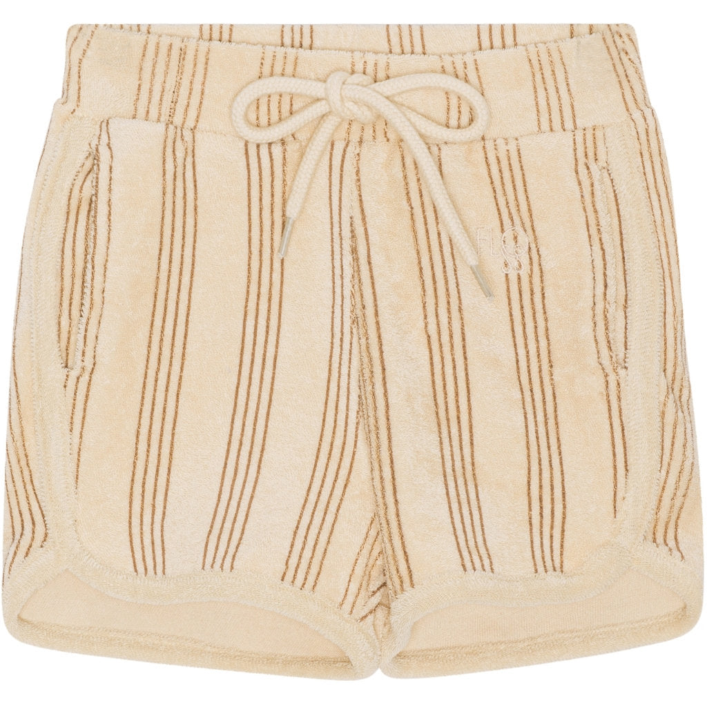 Pluto Terry Shorts - Latte stripe print