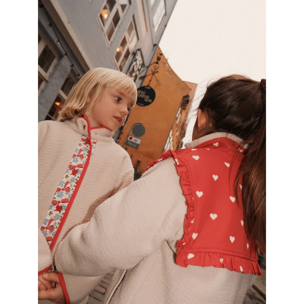 Ellen Fleece Jacket - Poppy Red/Soft White