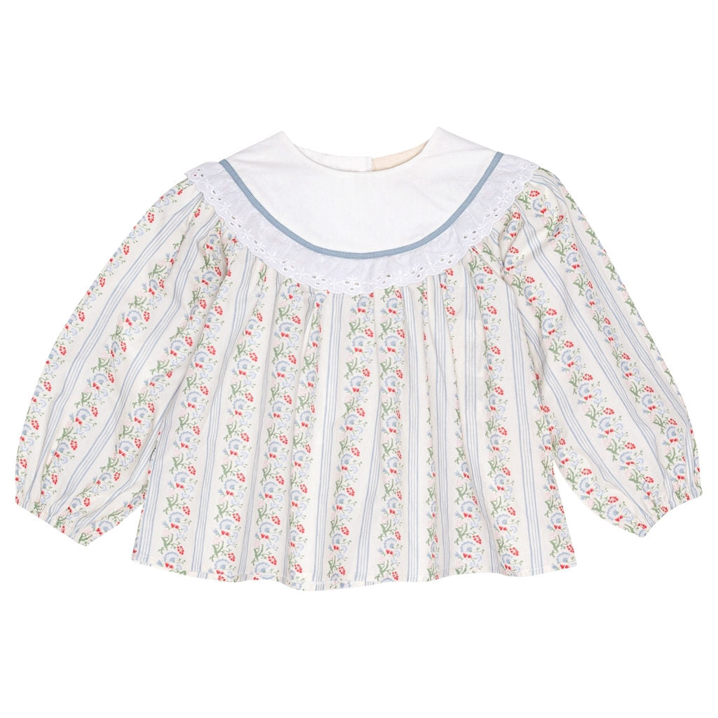 Abigail Blouse - Soft white/Bright blue