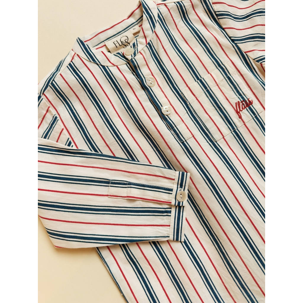 Miles LS Shirt - Red/Blue stripes