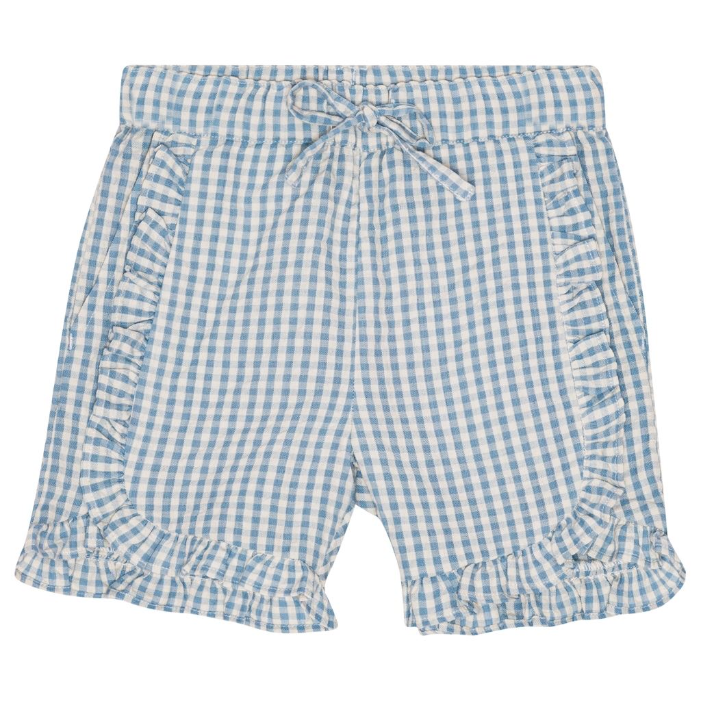 River Frill Shorts - Blue/Soft White Gingham