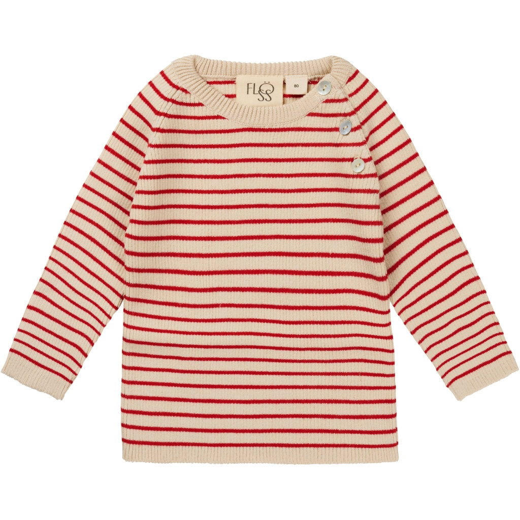 Flye Sweater Wool - Ruby Red/Cloud