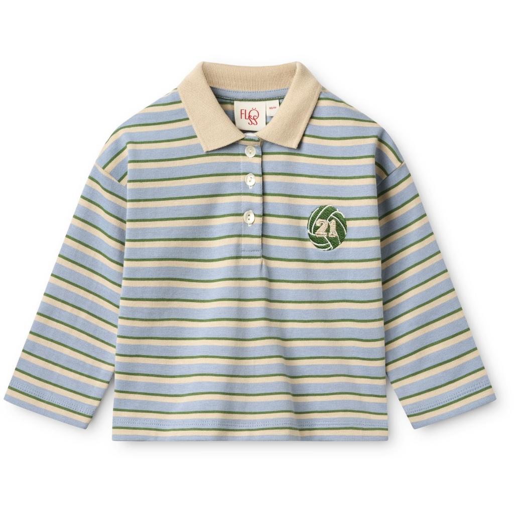 Conrad Blouse - Blue Air/Green Stripe