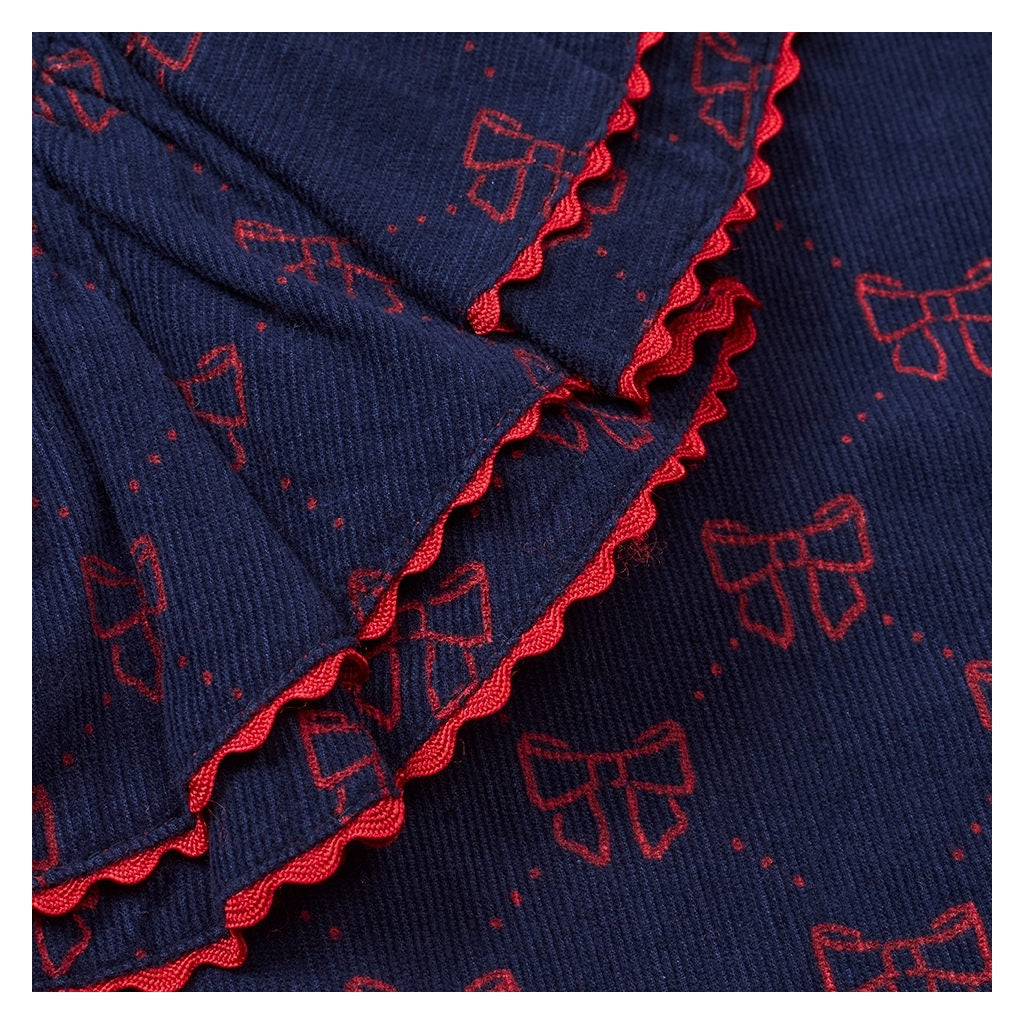 Luna Dress - Navy/Ruby Red Bows