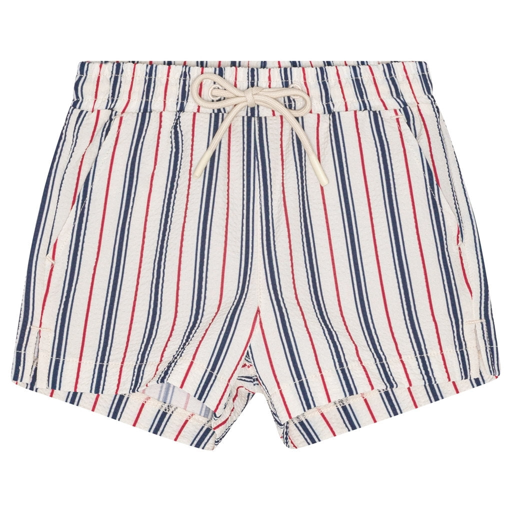 Miles Swim Shorts - Navy/Ruby Red Stripe
