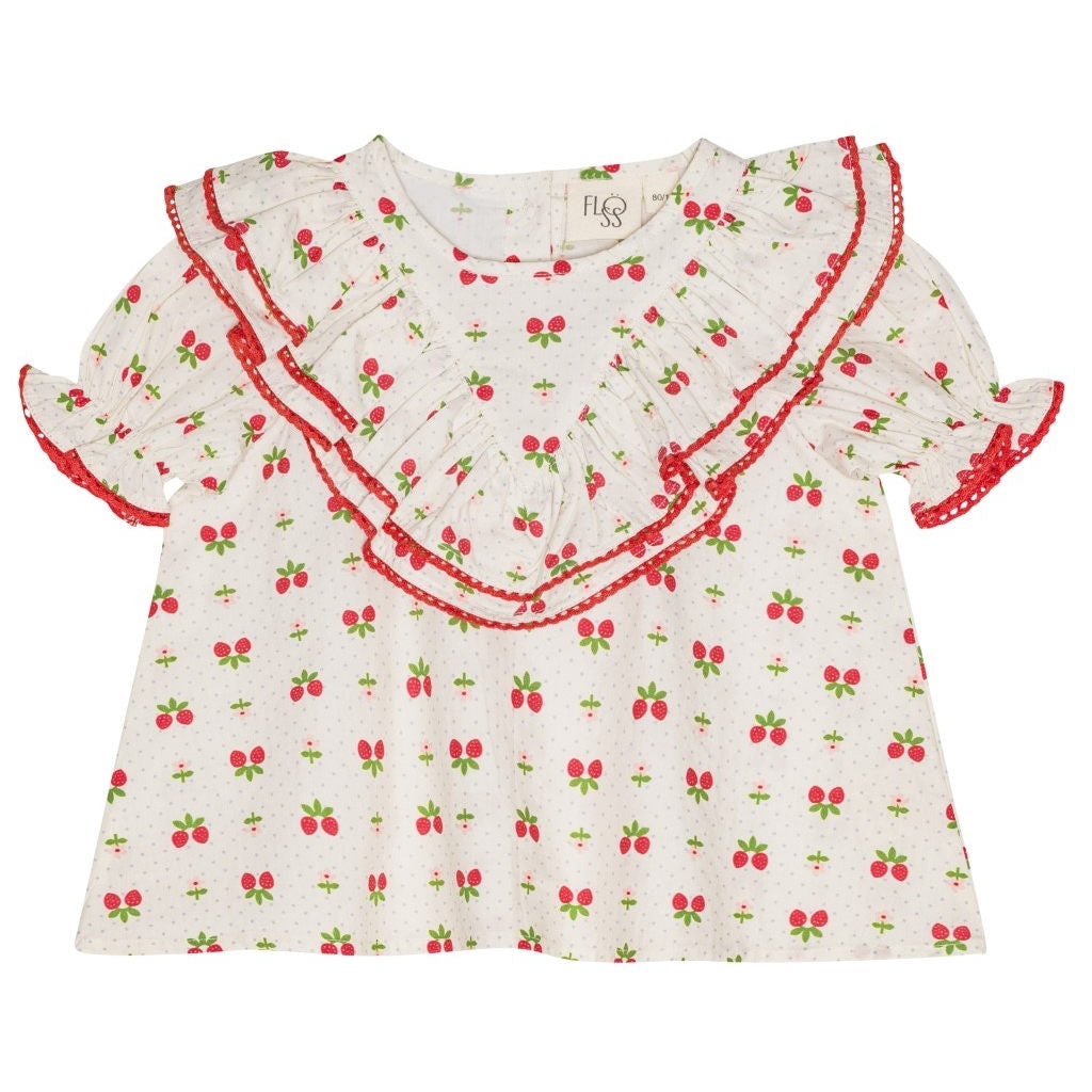 Sofia SS Blouse - Soft White Berry