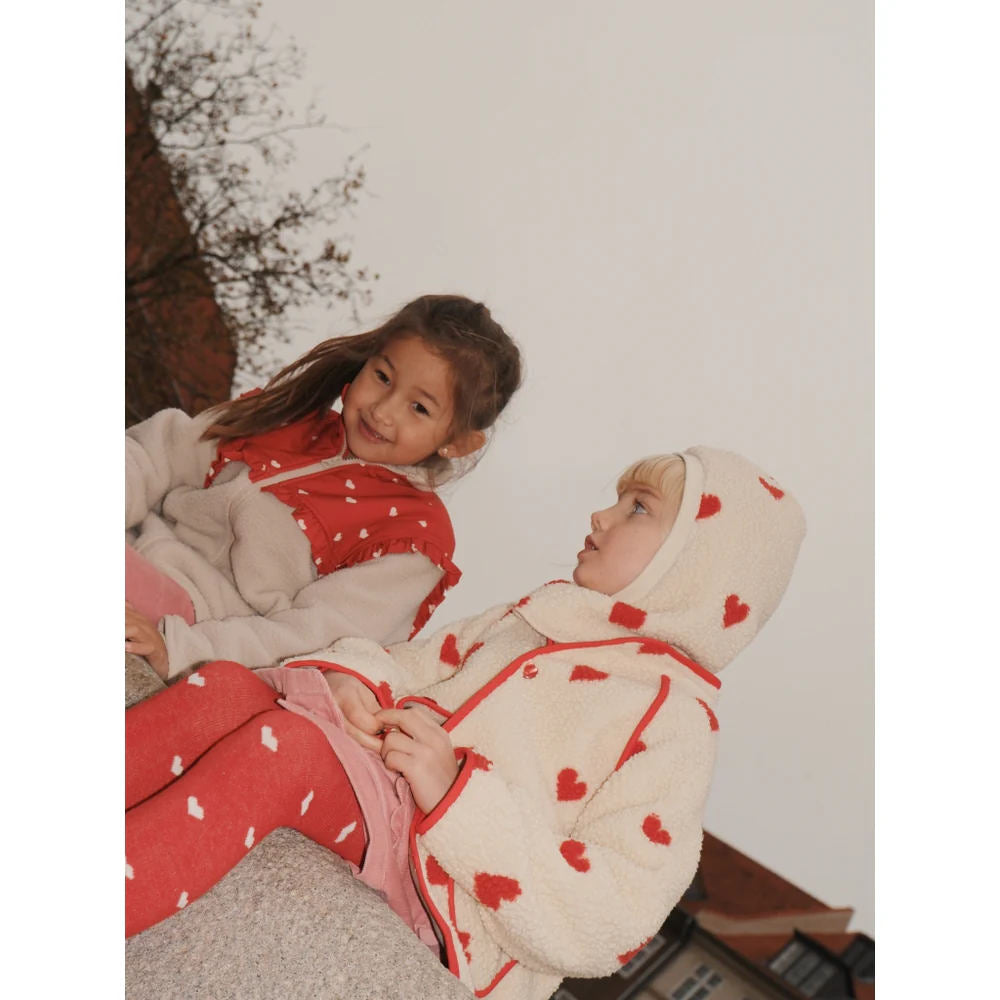 Ellen Fleece Jacket - Poppy Red/Soft White