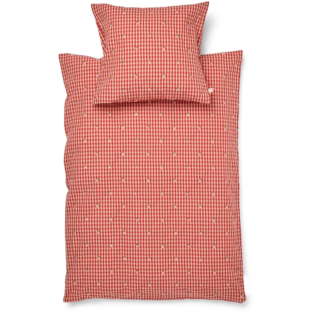 Molly Pineberry Duvet + Pillow Baby - Red-pink Berry Gingham