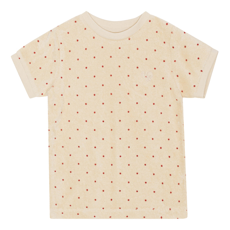 Flöss Aps Pluto Terry T-shirt Top Rosso Dot print